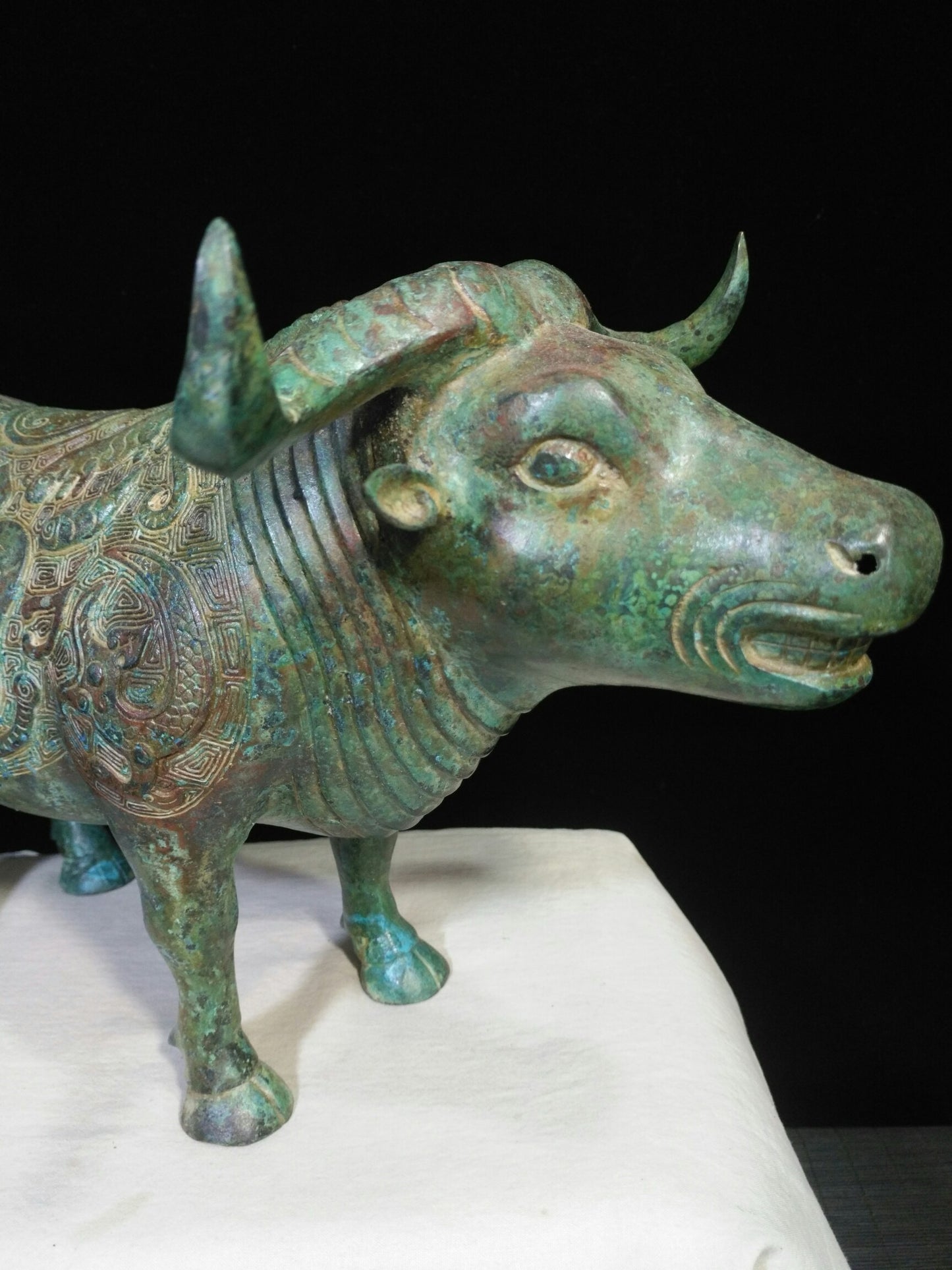 Chinese Antique Bronze Inscription Bull