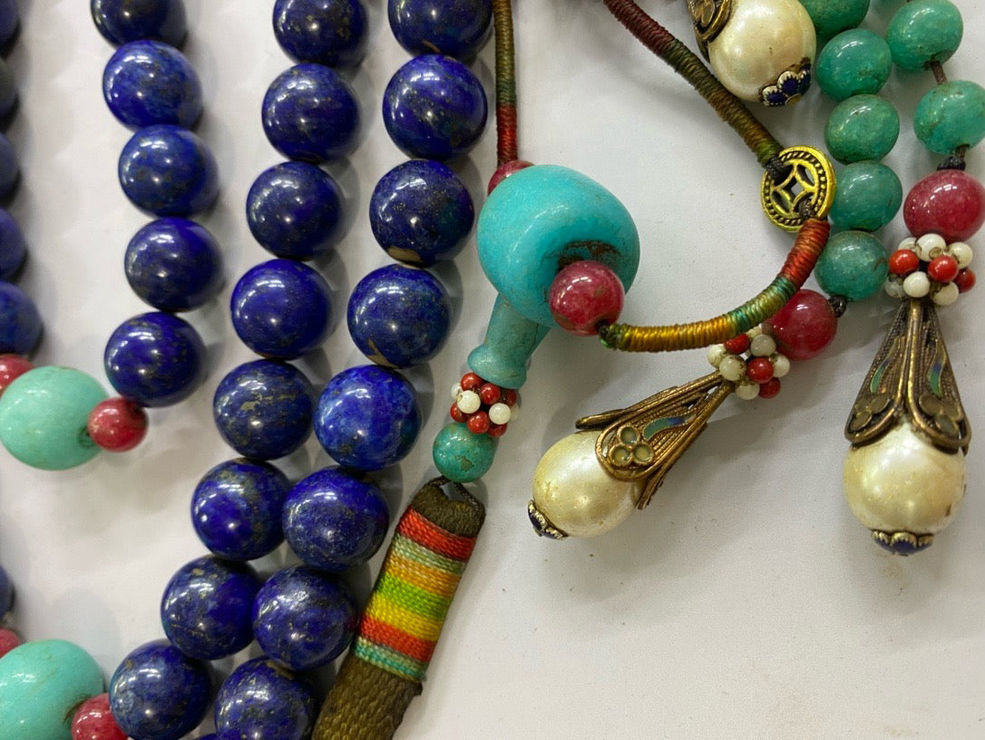 Chinese antique lapis lazuli facing beads