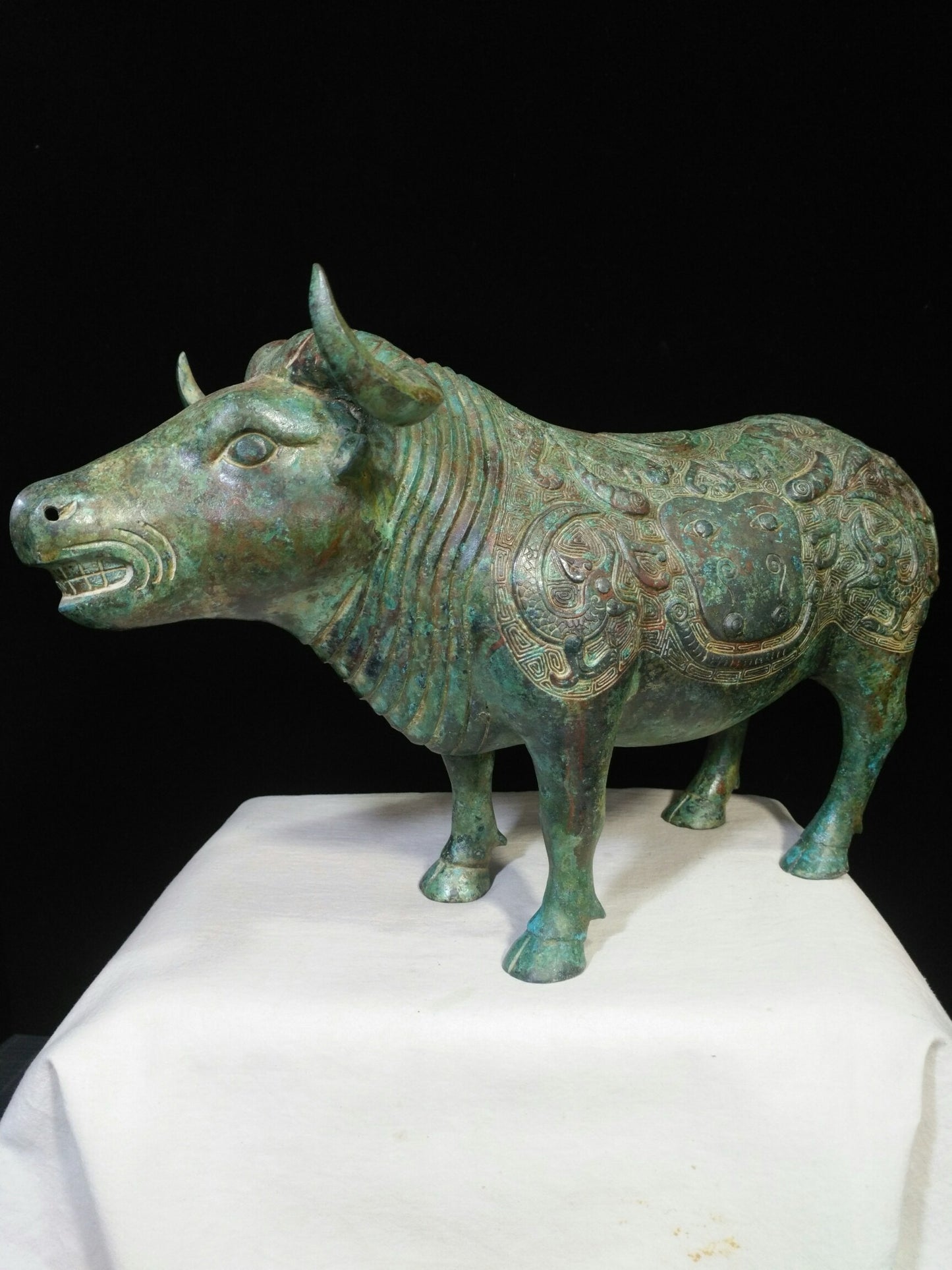 Chinese Antique Bronze Inscription Bull