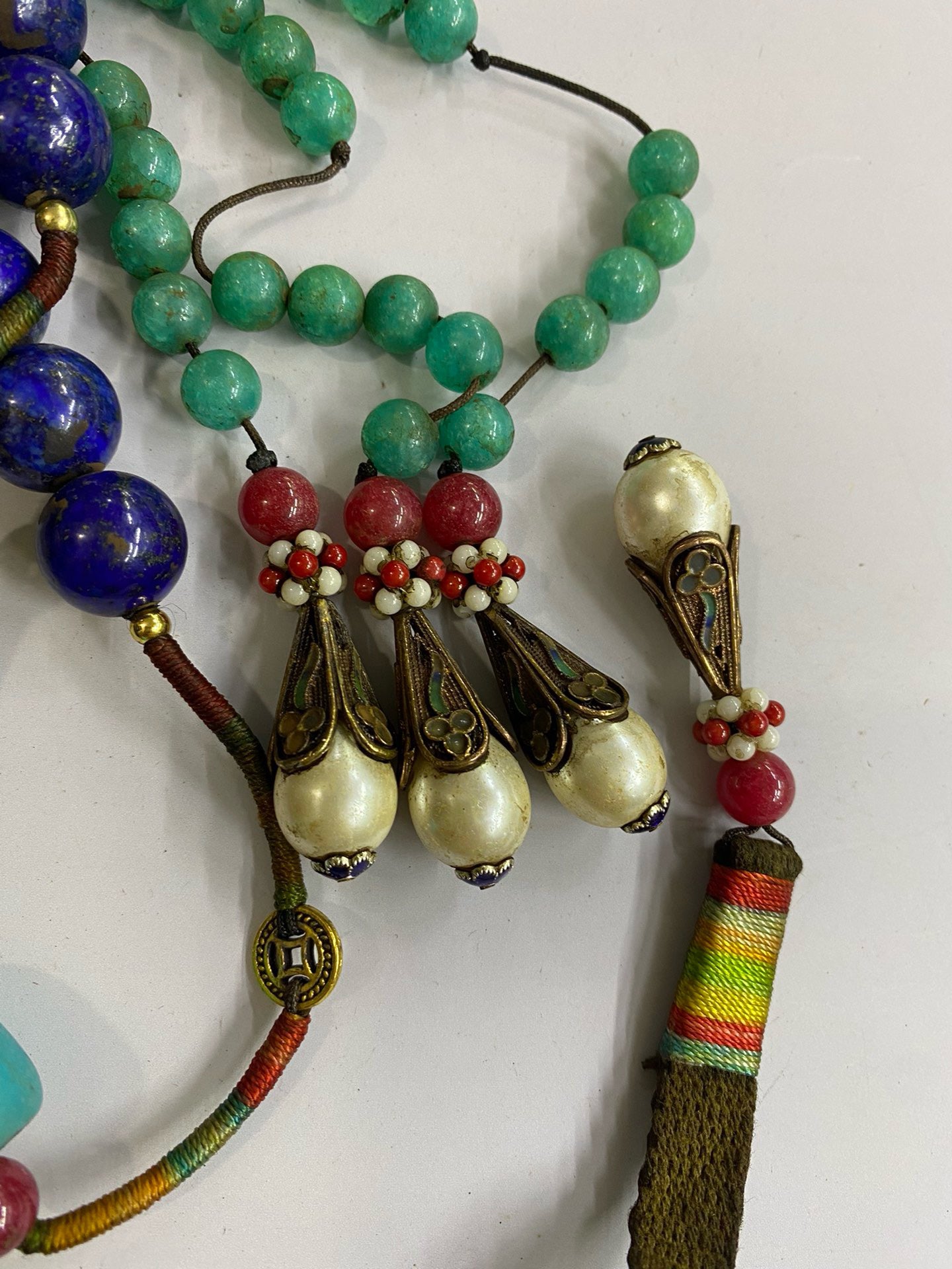 Chinese antique lapis lazuli facing beads