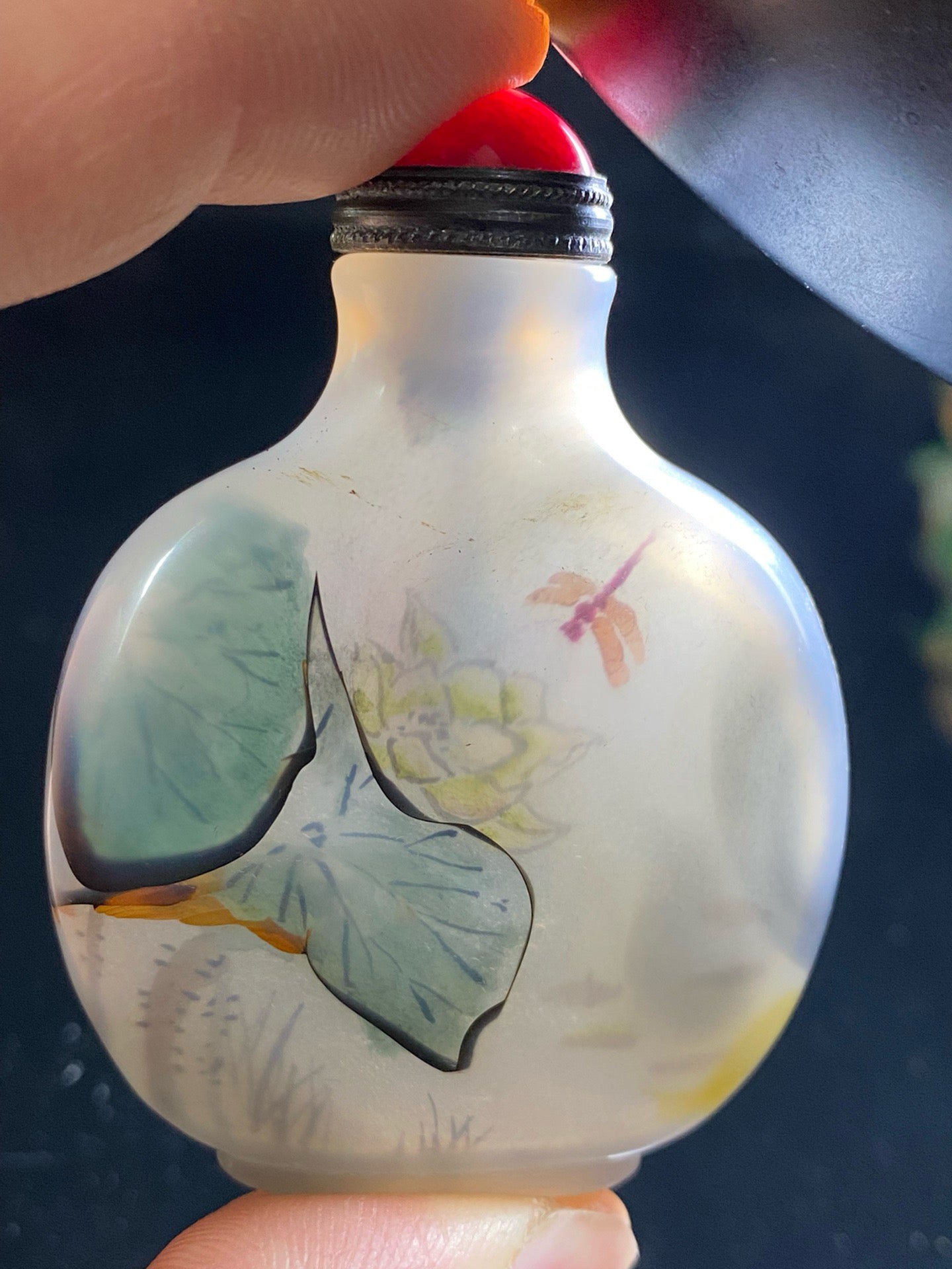 Chinese antique agate painted snuff bottle
