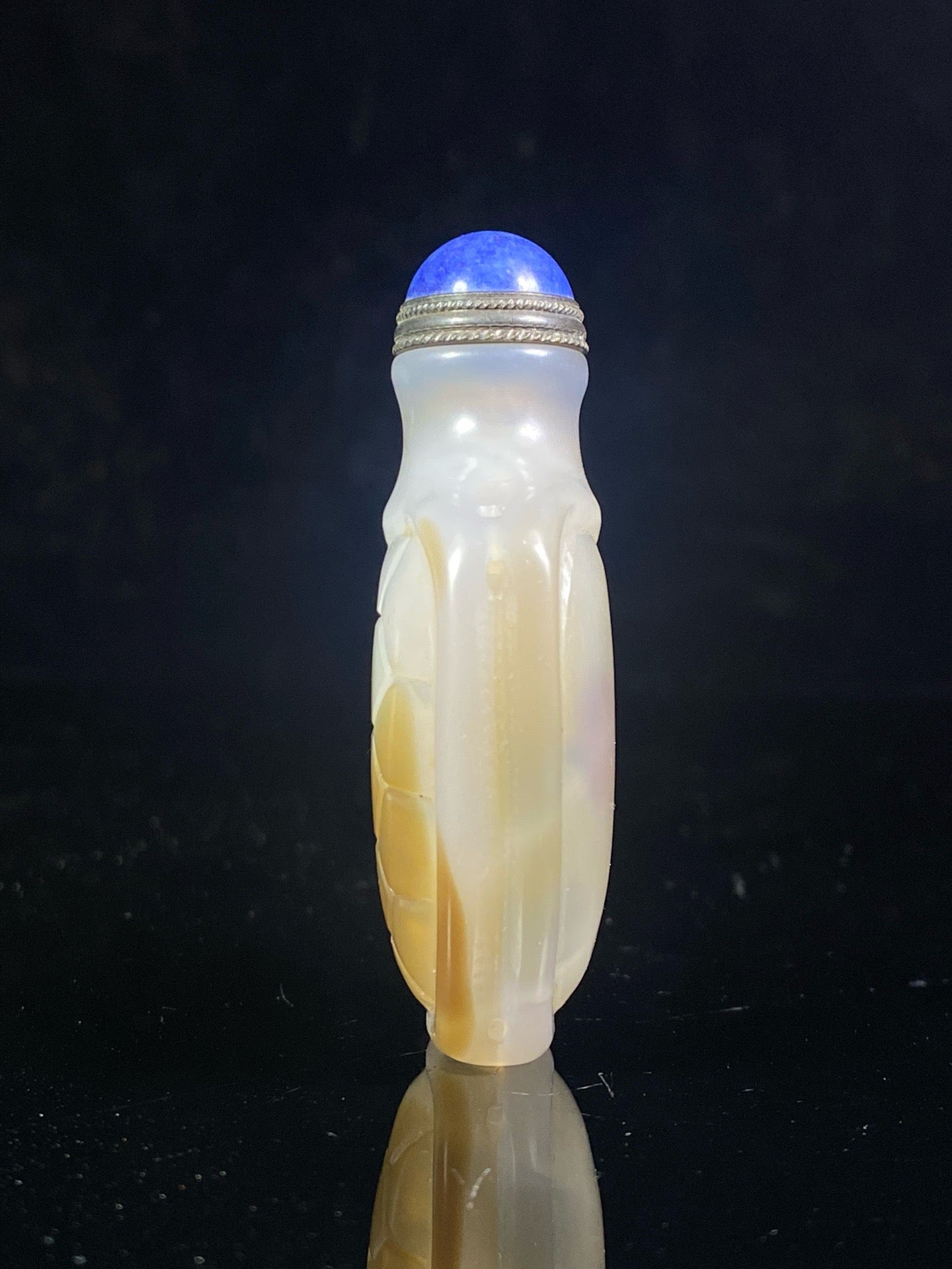 Chinese antique agate carved turtle shell with painted inside snuff bottle