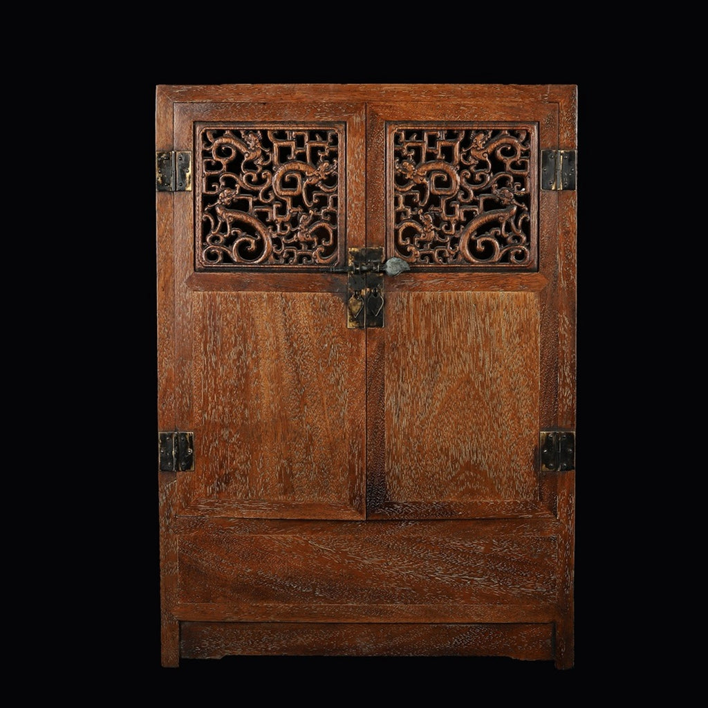 Hua Li Mu hollow carved opposite door bookcase