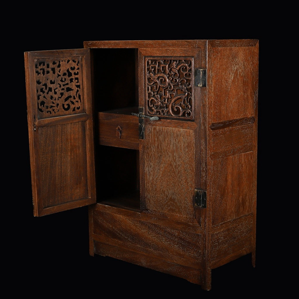 Hua Li Mu hollow carved opposite door bookcase
