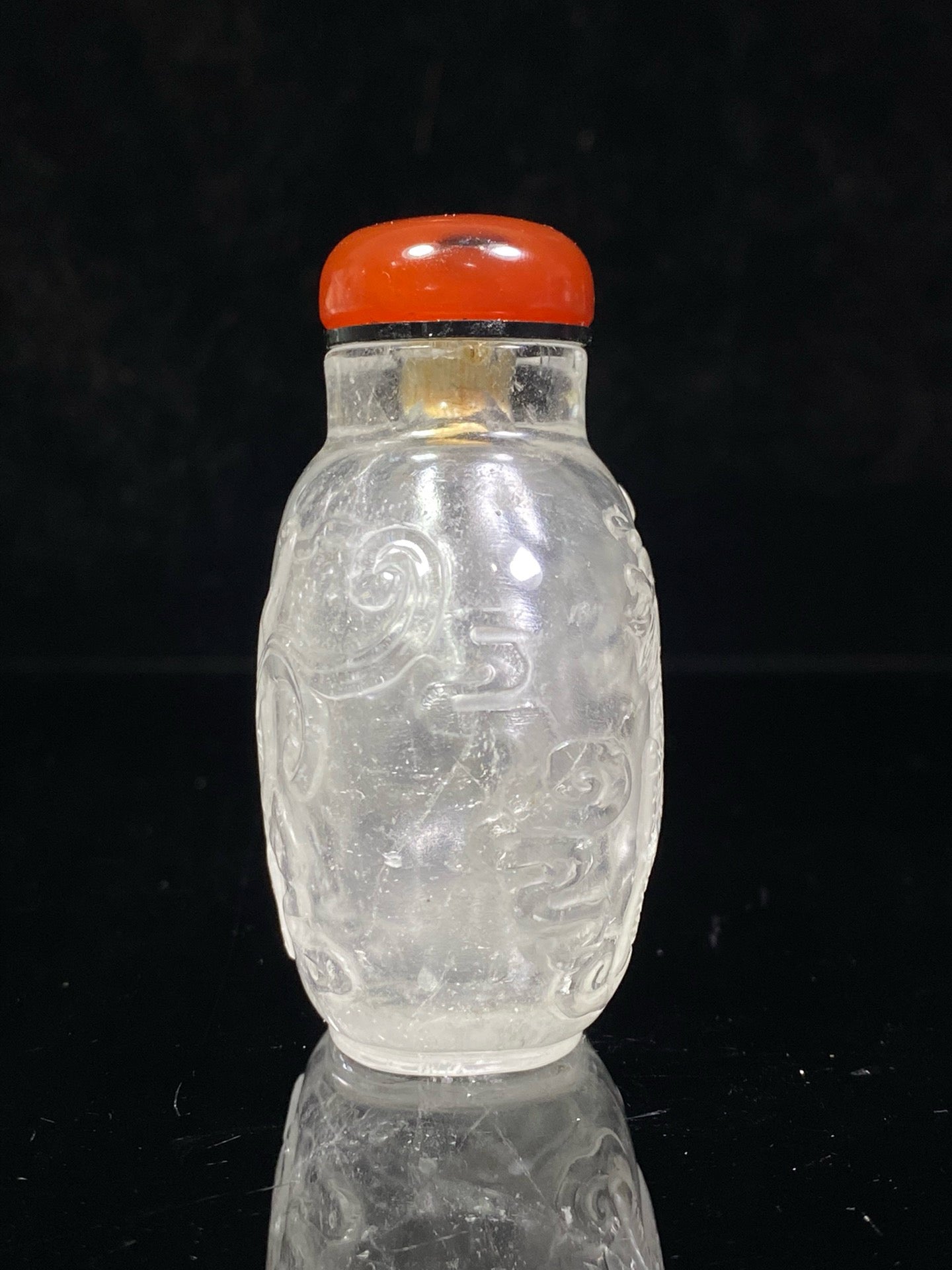 Chinese antique crystal double-sided carved snuff bottle