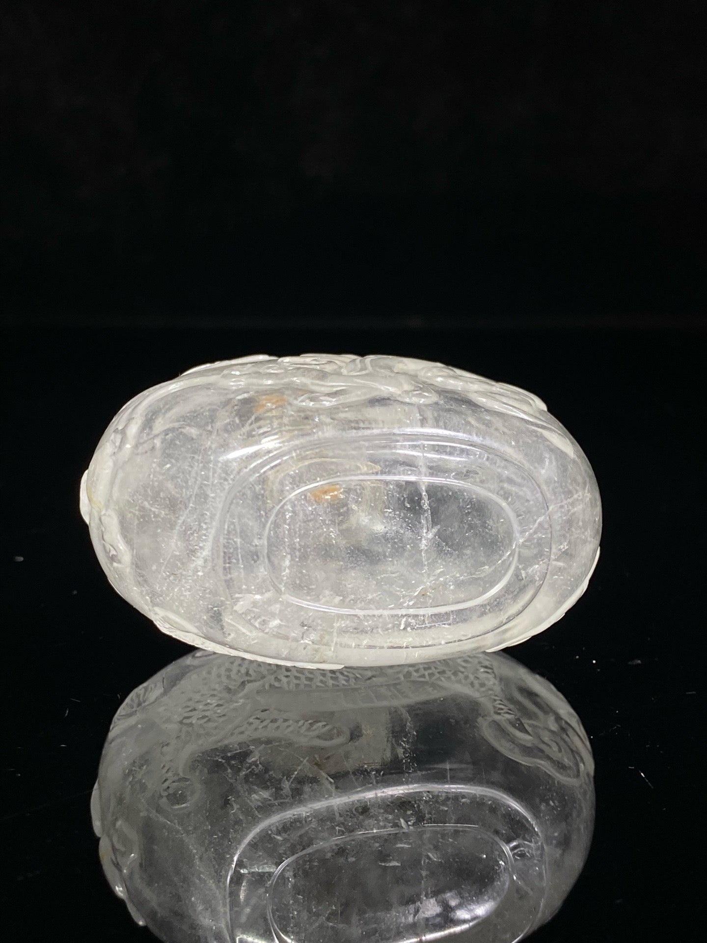 Chinese antique crystal double-sided carved snuff bottle