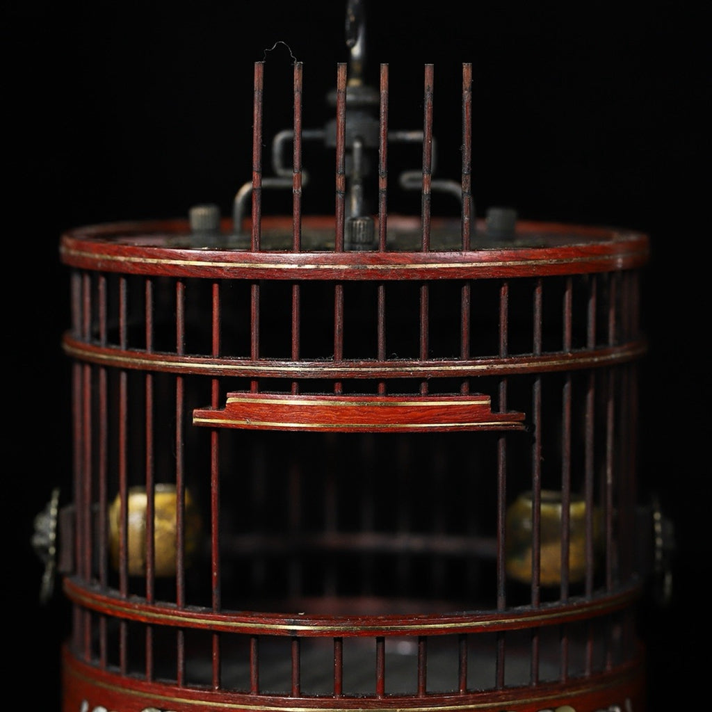 Pear wood inlaid shell grasshopper cage