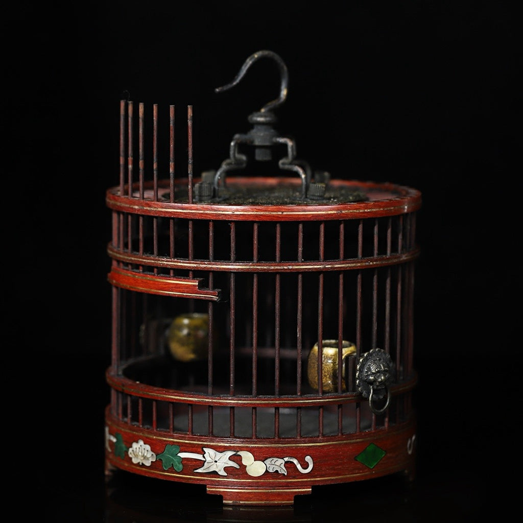 Pear wood inlaid shell grasshopper cage