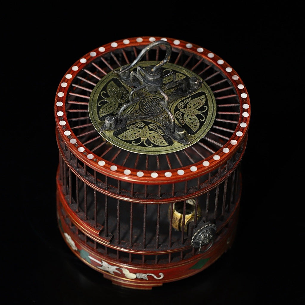 Pear wood inlaid shell grasshopper cage