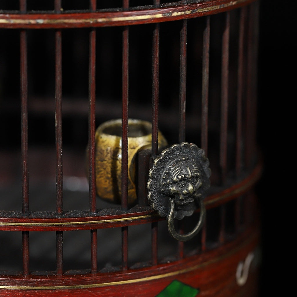 Pear wood inlaid shell grasshopper cage