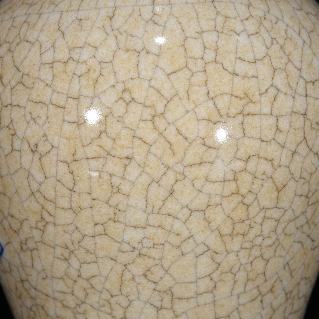 Blue and white open film character story pattern double ear bottle