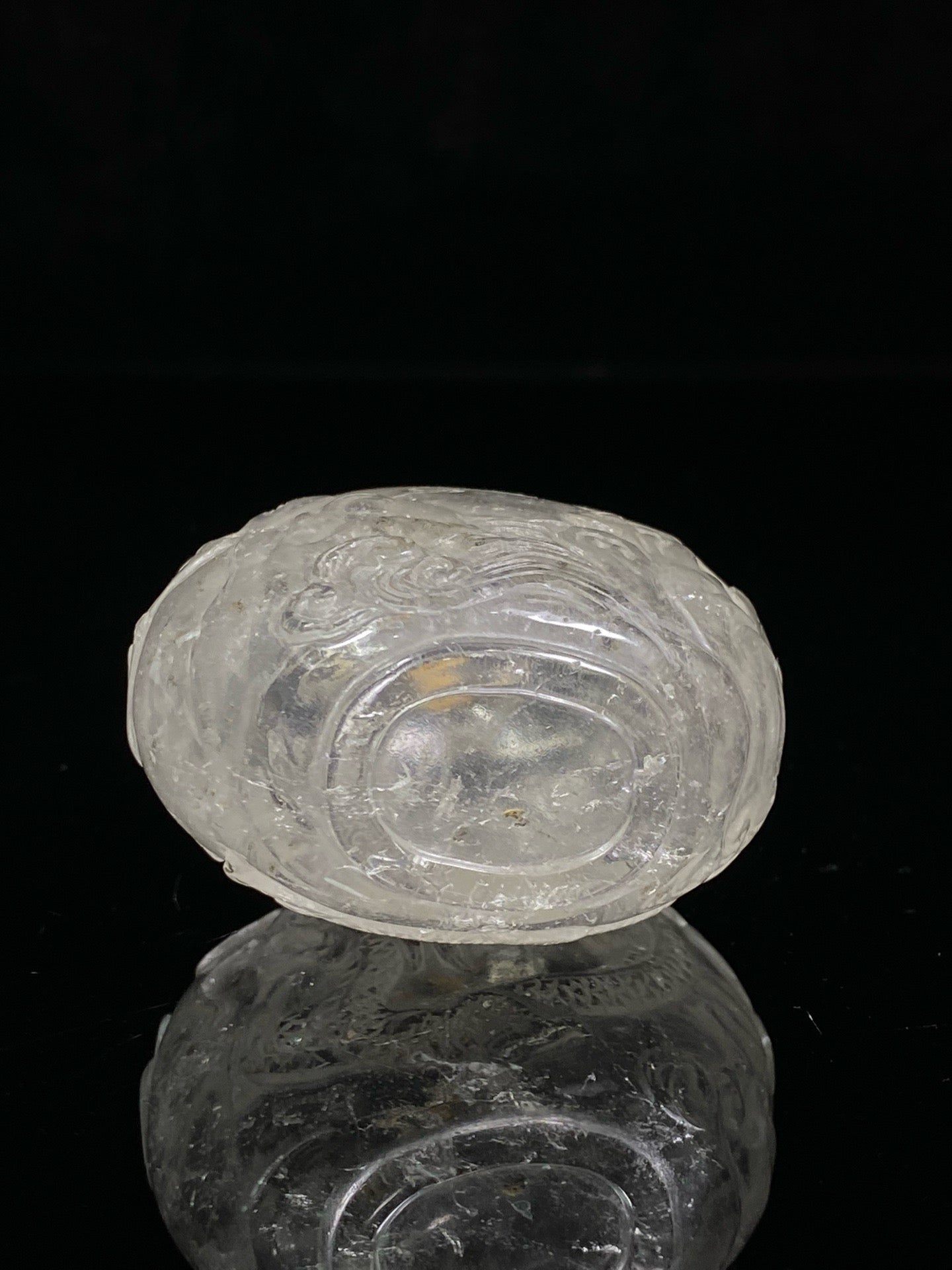 Chinese antique crystal double-sided carved snuff bottle