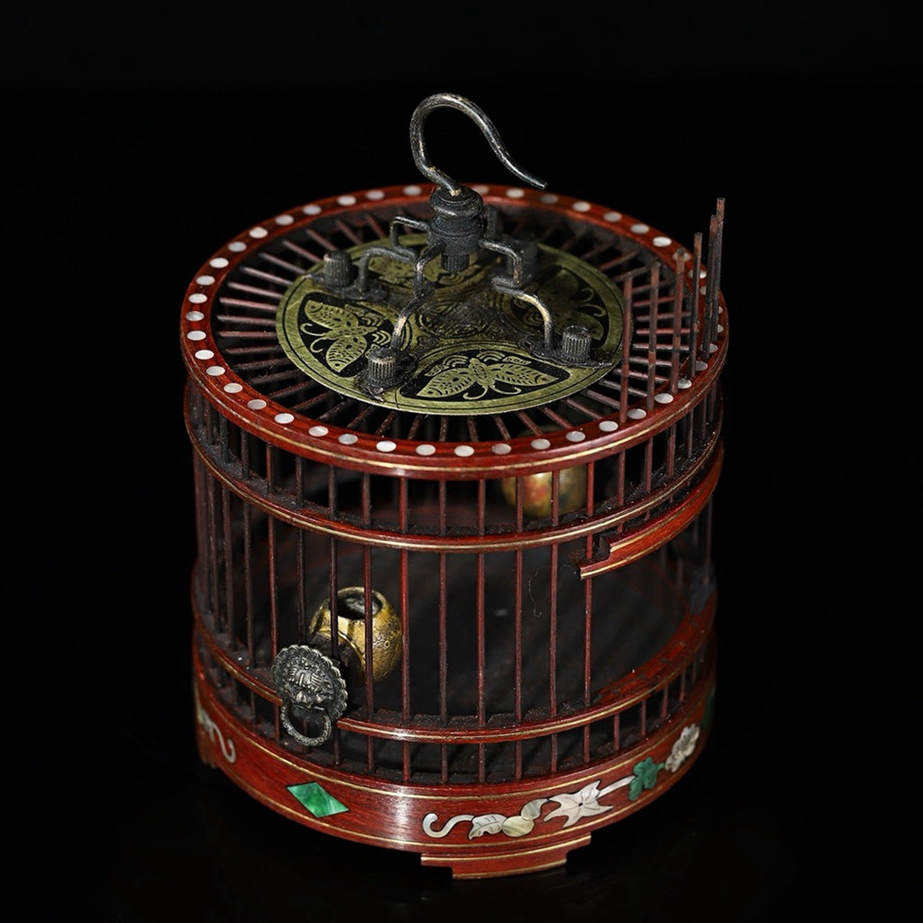 Pear wood inlaid shell grasshopper cage