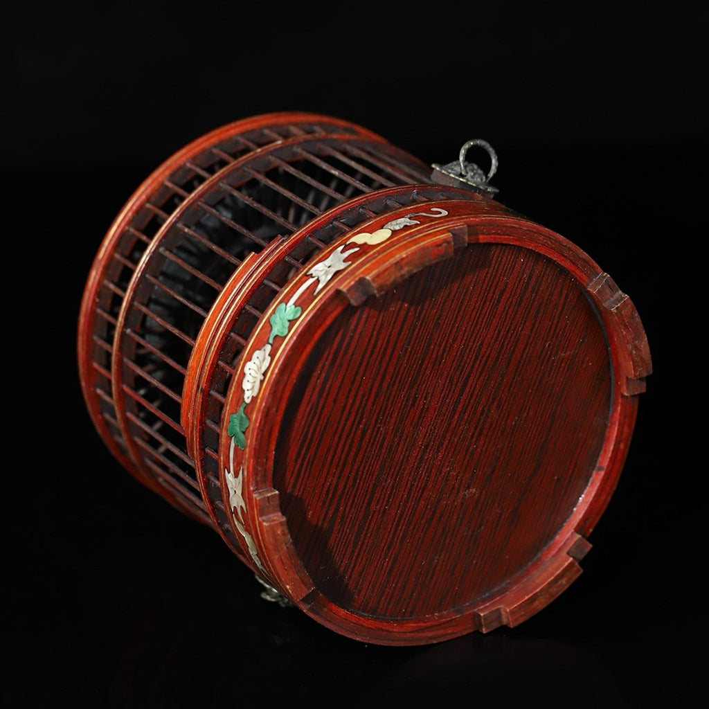Pear wood inlaid shell grasshopper cage