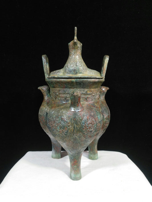 Chinese antique bronze vessel tripod