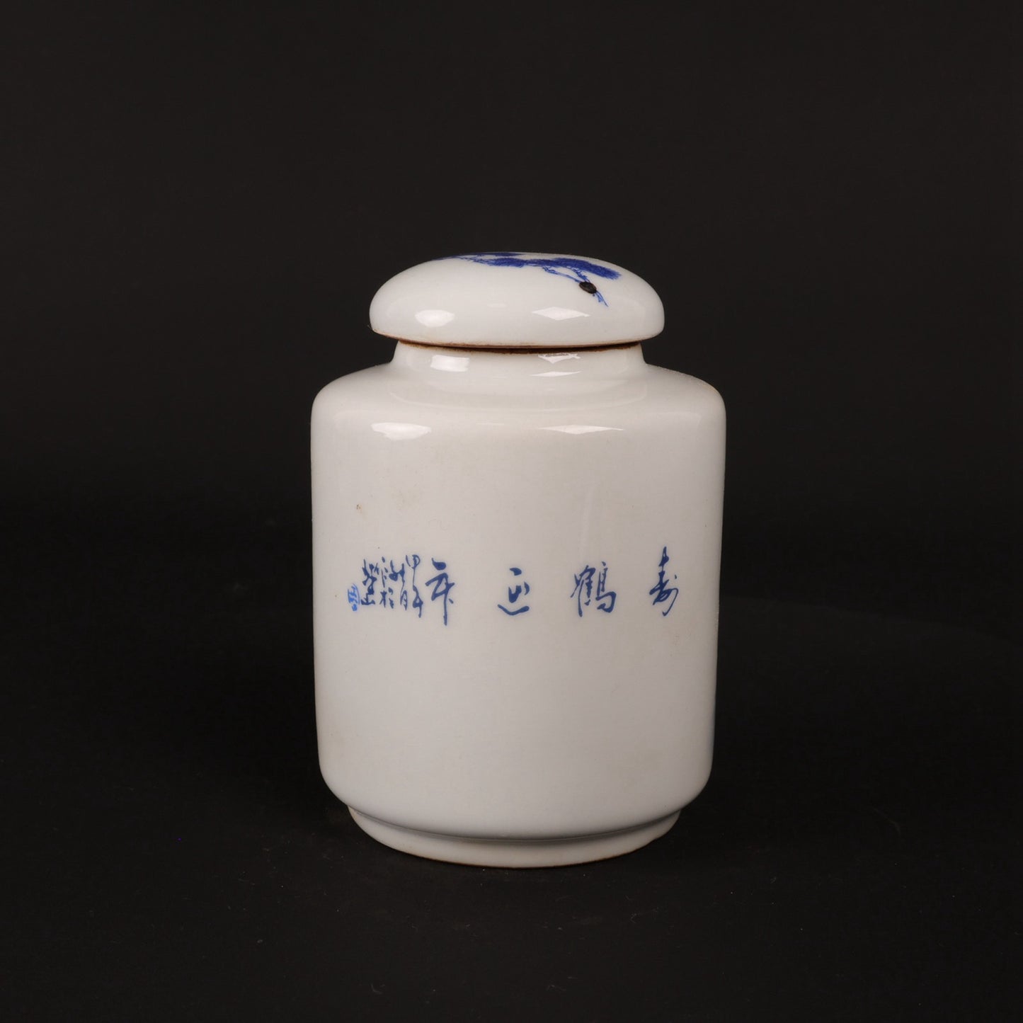 Blue and white pine and crane welcoming spring patterned tea jar