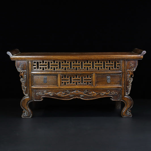 Flower pear wood curved foot and raised head strip case