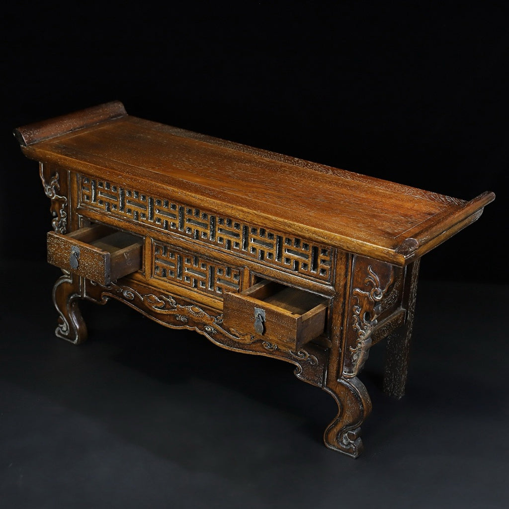 Flower pear wood curved foot and raised head strip case