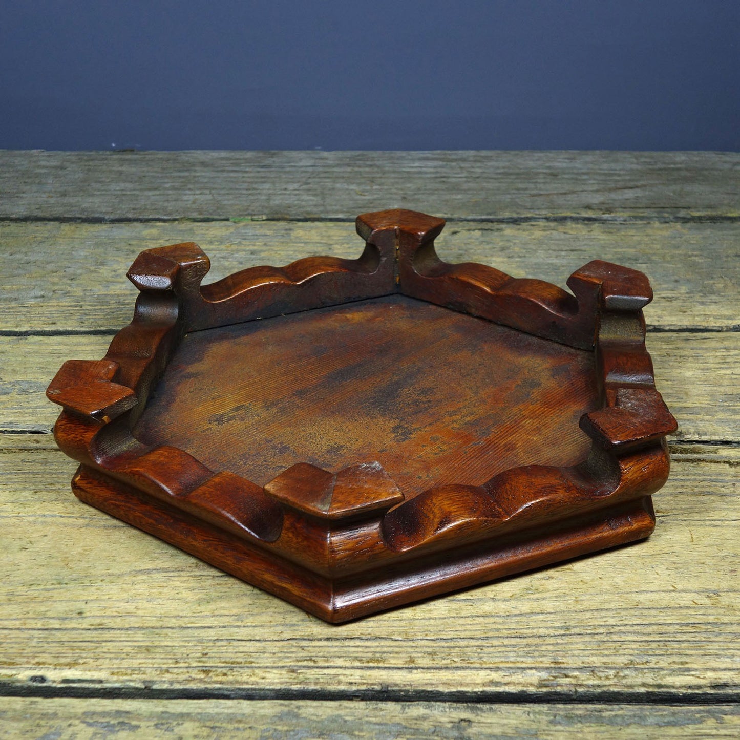 Flower pear wood inlaid hand-painted porcelain plate hexagonal table tea table