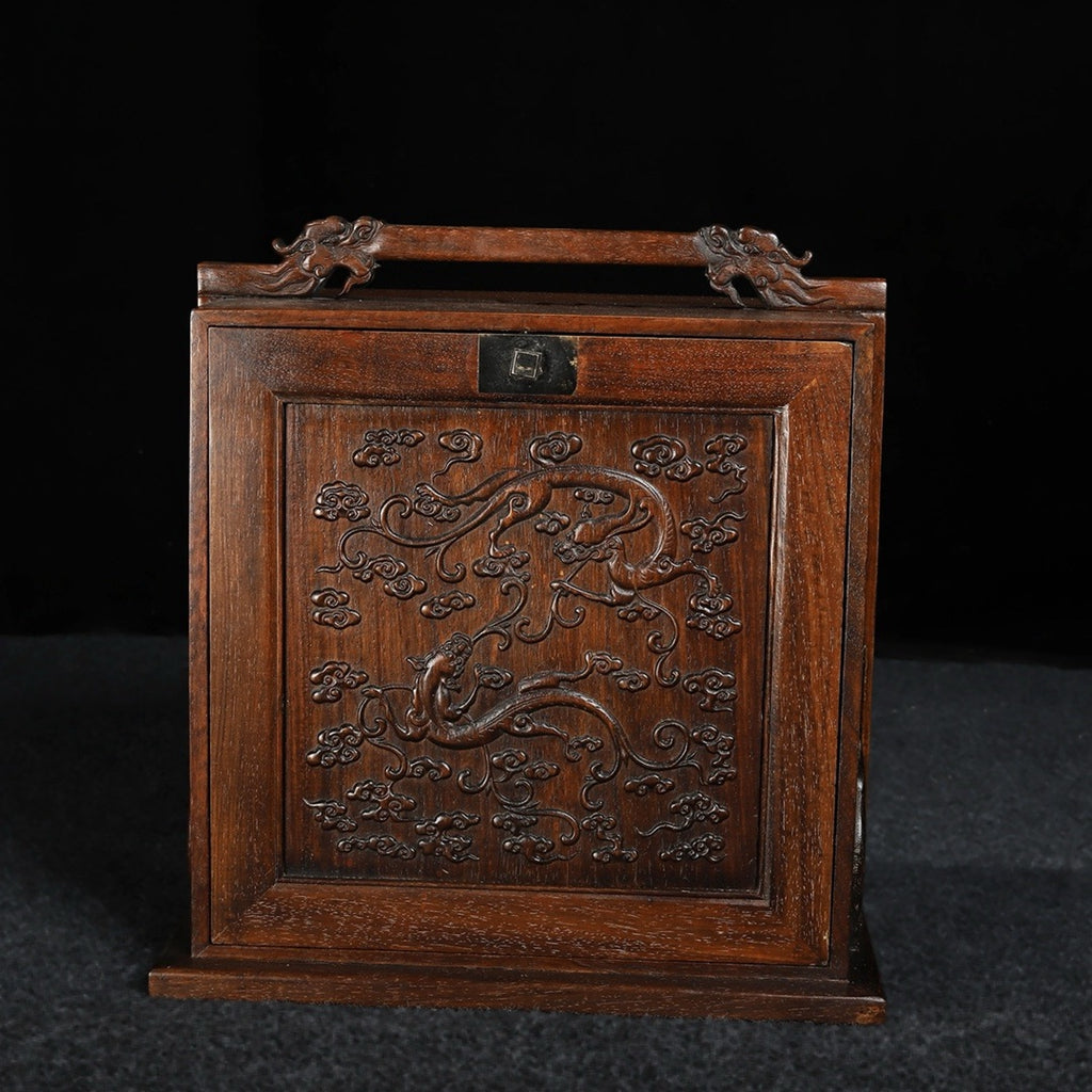 Hua Li Mu carved dragon head large suitcase