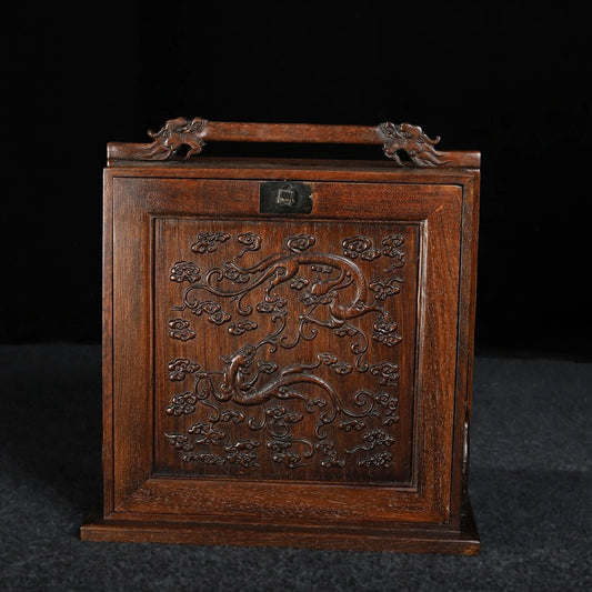 Hua Li Mu carved dragon head large suitcase