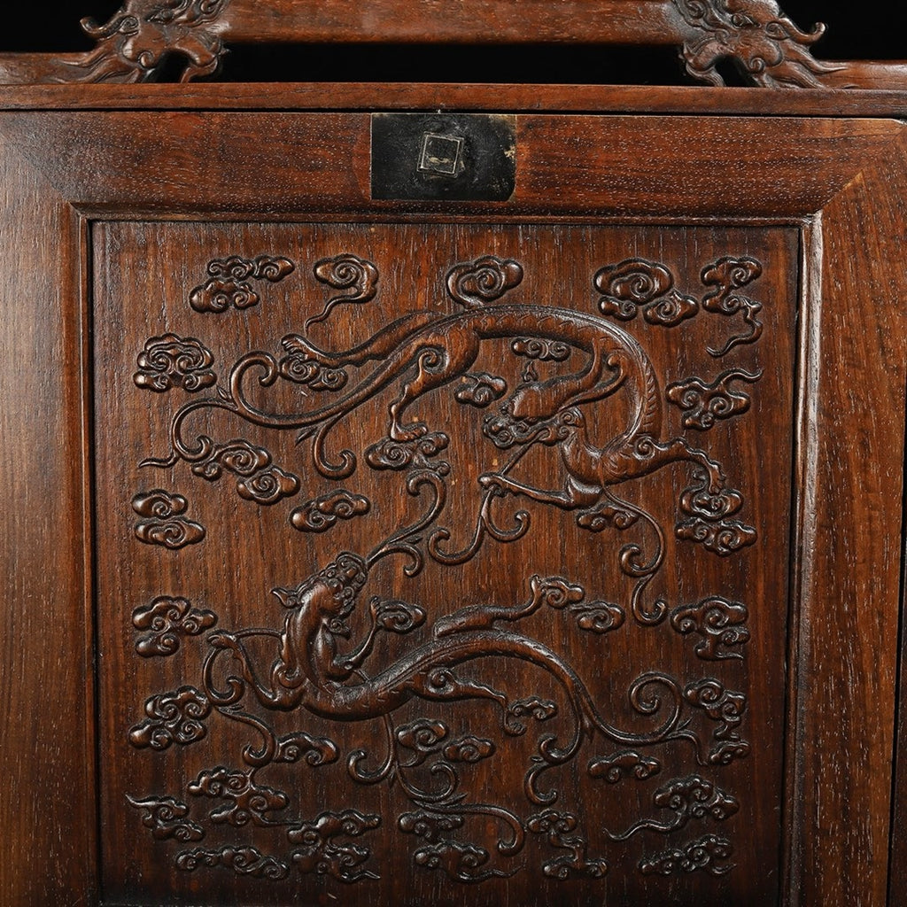 Hua Li Mu carved dragon head large suitcase