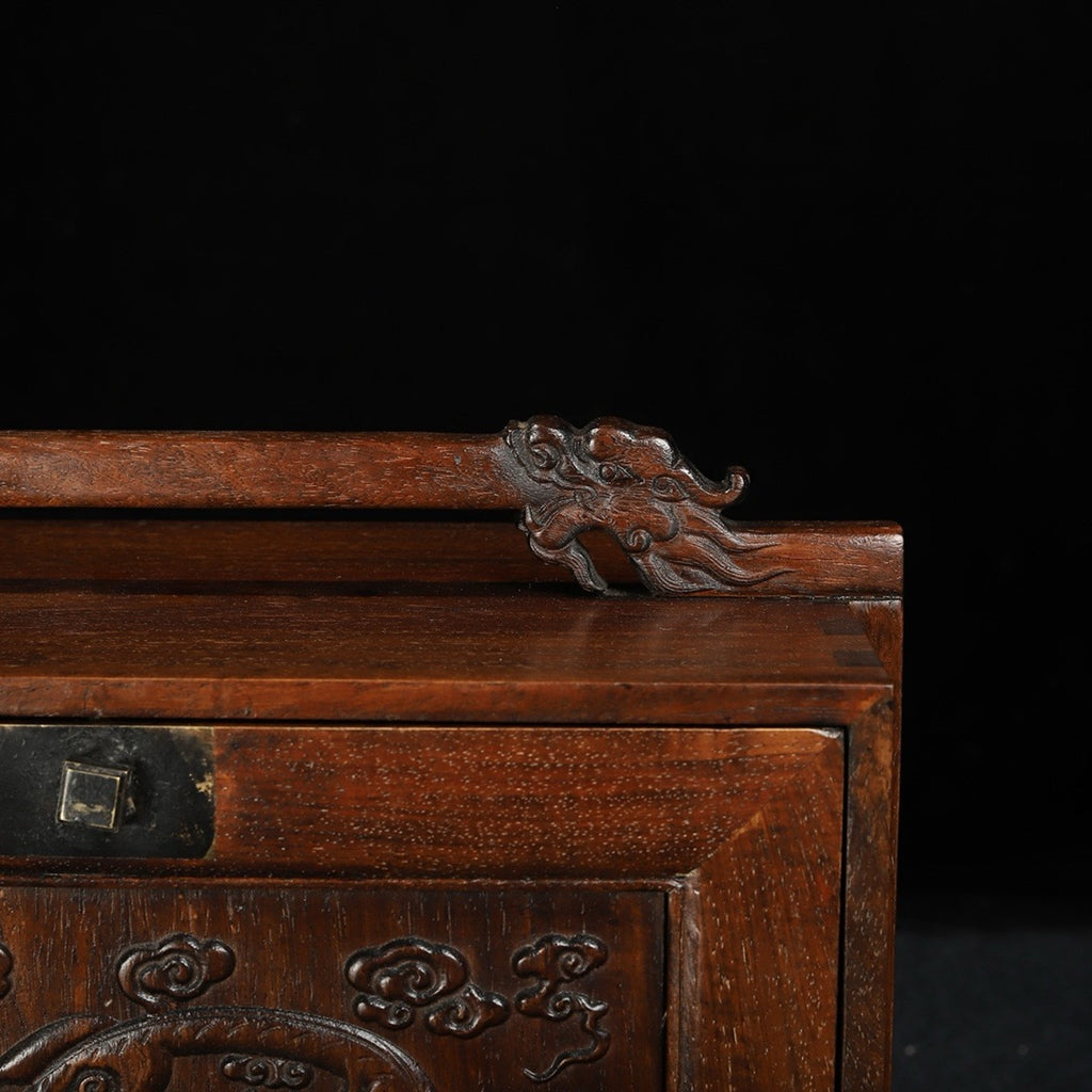 Hua Li Mu carved dragon head large suitcase