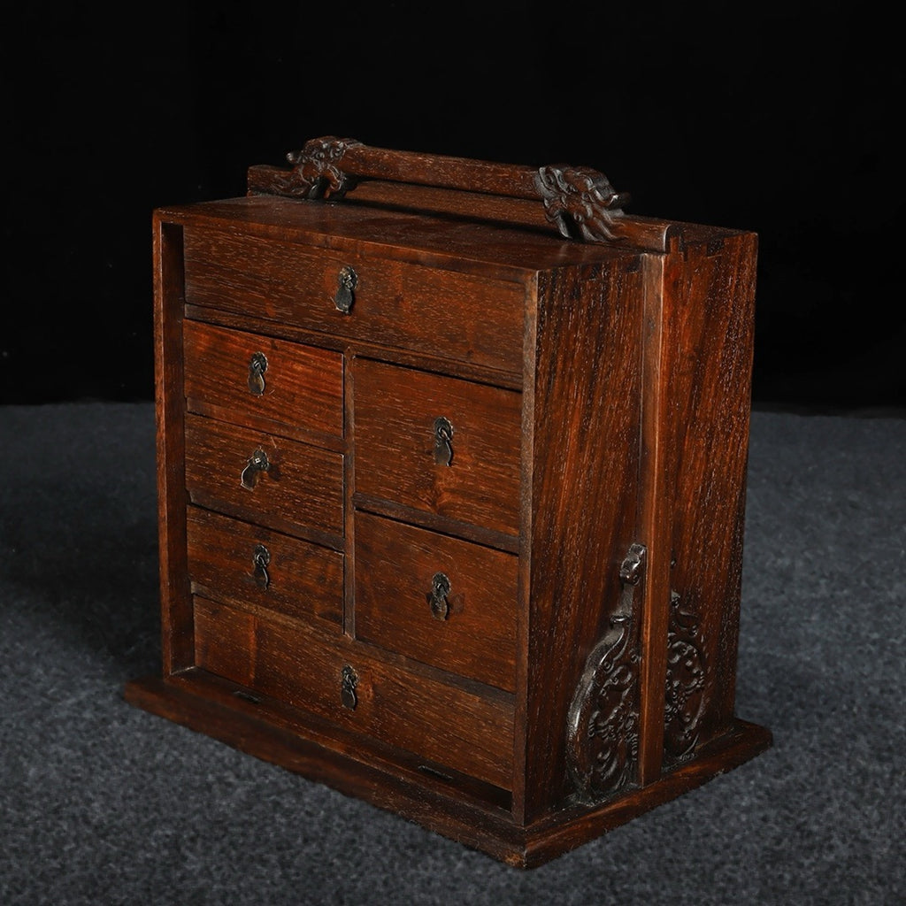 Hua Li Mu carved dragon head large suitcase