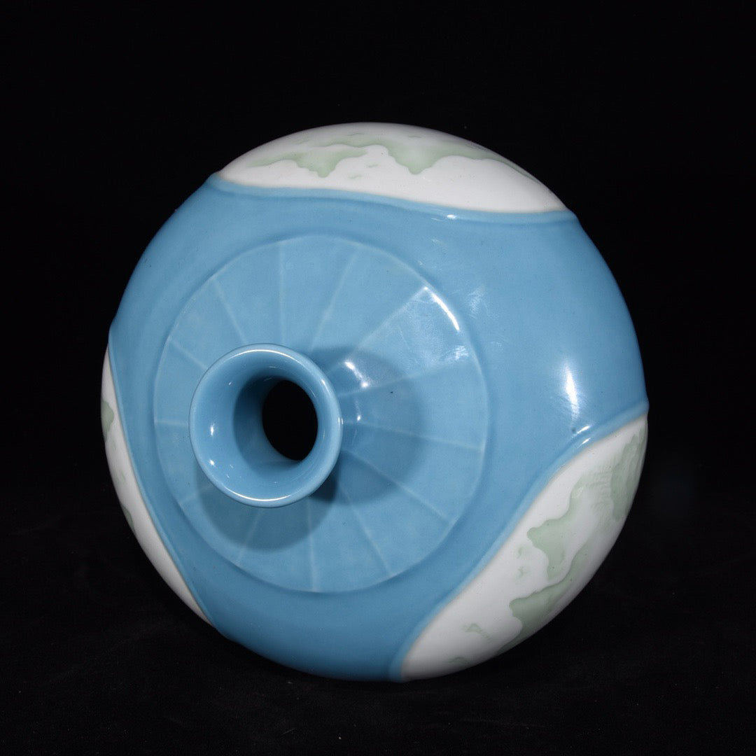 Monochrome glazed open window attic landscape plum vase