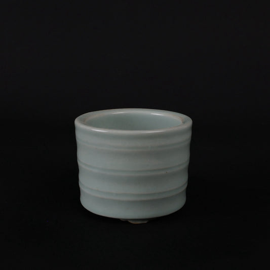 Green glazed small incense burner with legs