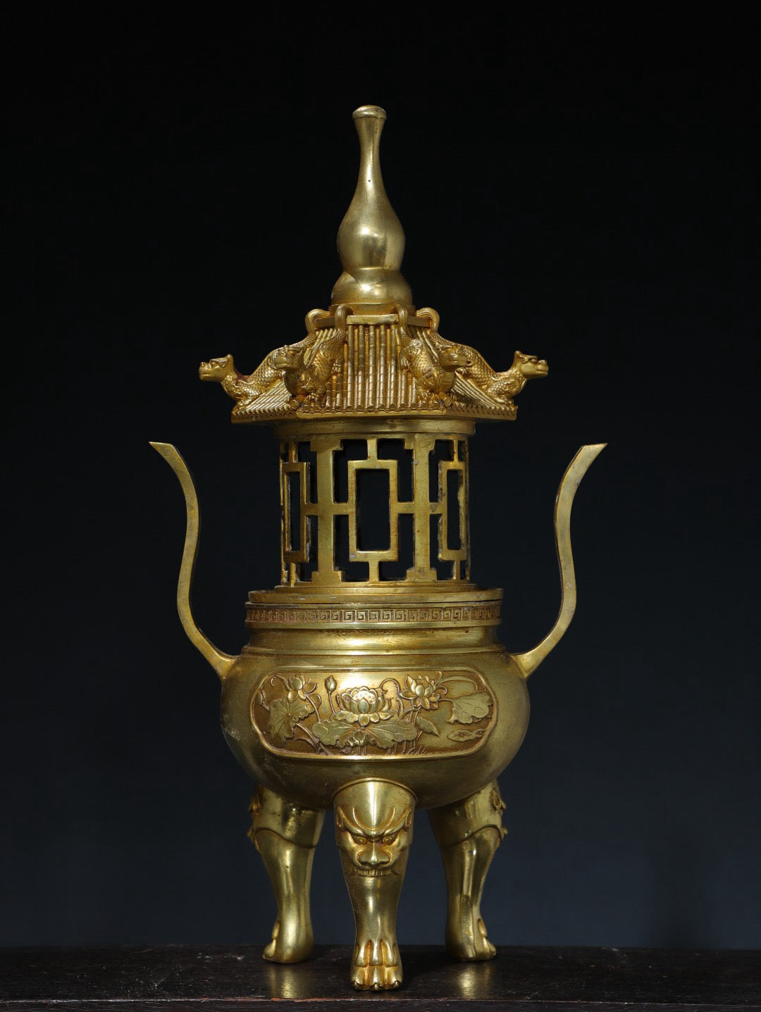Chinese antique pure copper incense burner