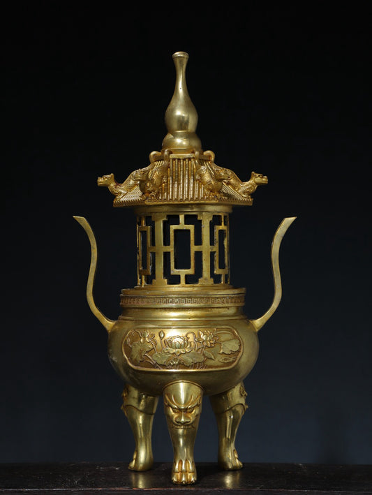 Chinese antique pure copper incense burner