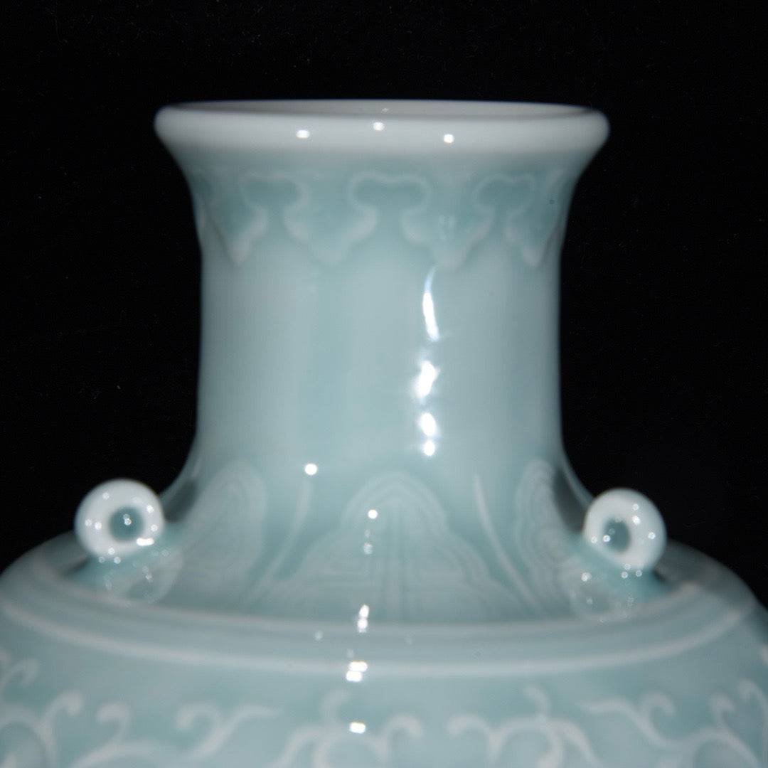 Monochrome glazed tangled branch patterned three series bottle