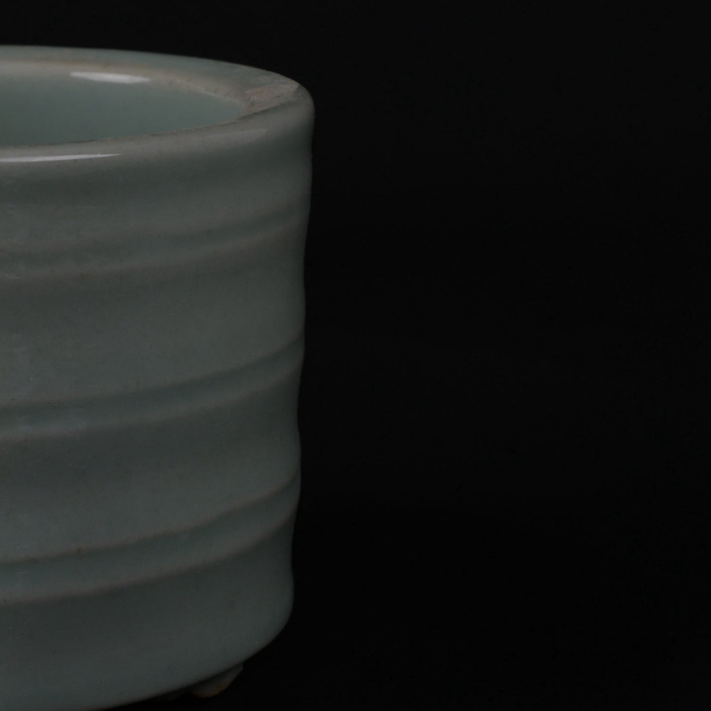 Green glazed small incense burner with legs