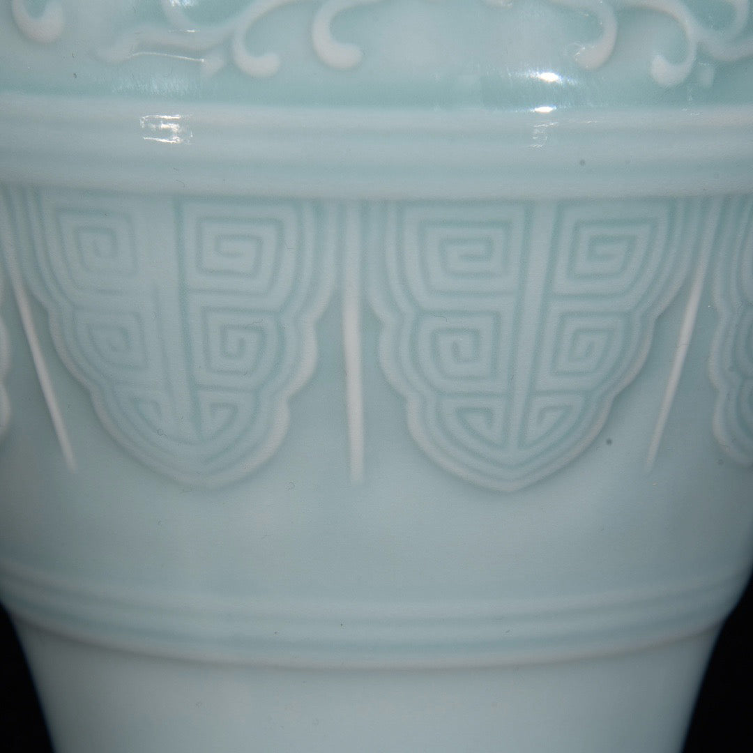 Monochrome glazed tangled branch patterned three series bottle