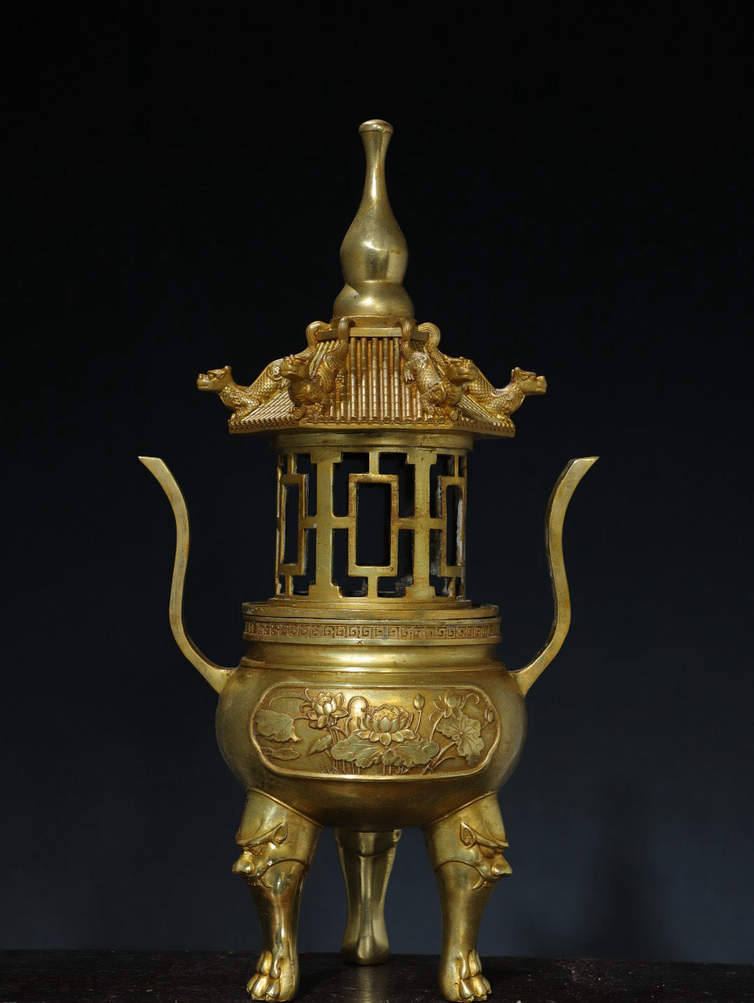 Chinese antique pure copper incense burner