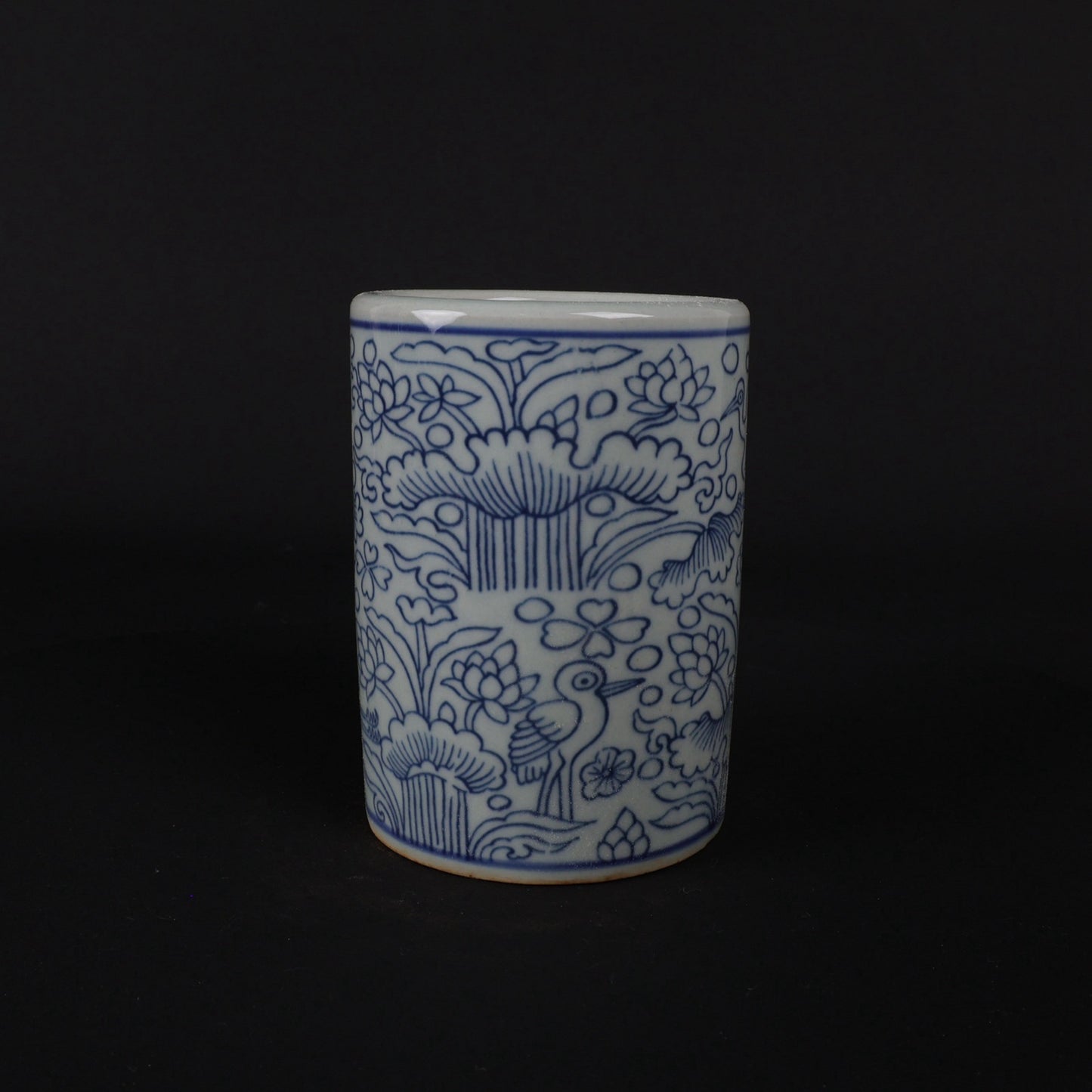 Blue and White Lotus Pattern Small Round Pen Holder