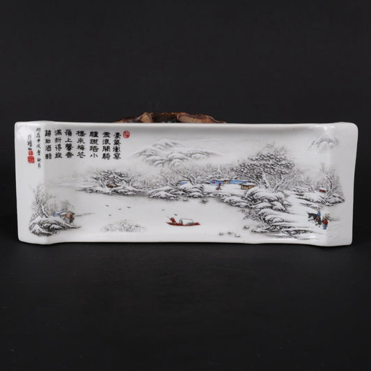 Pink snow patterned long plate