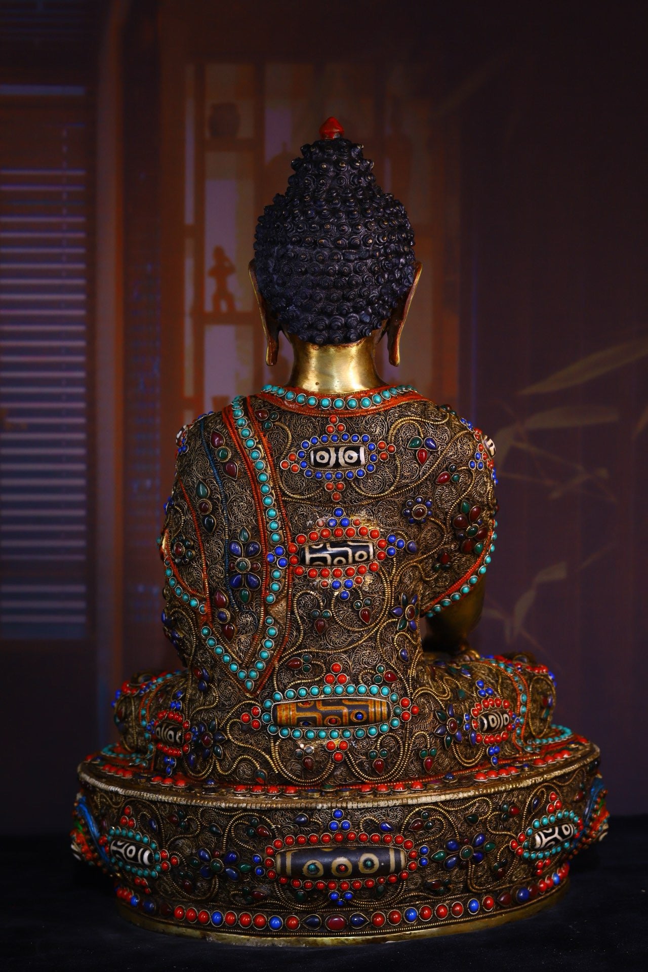 Copper body pure handmade knocking on the heavenly pearl Shakyamuni Buddha