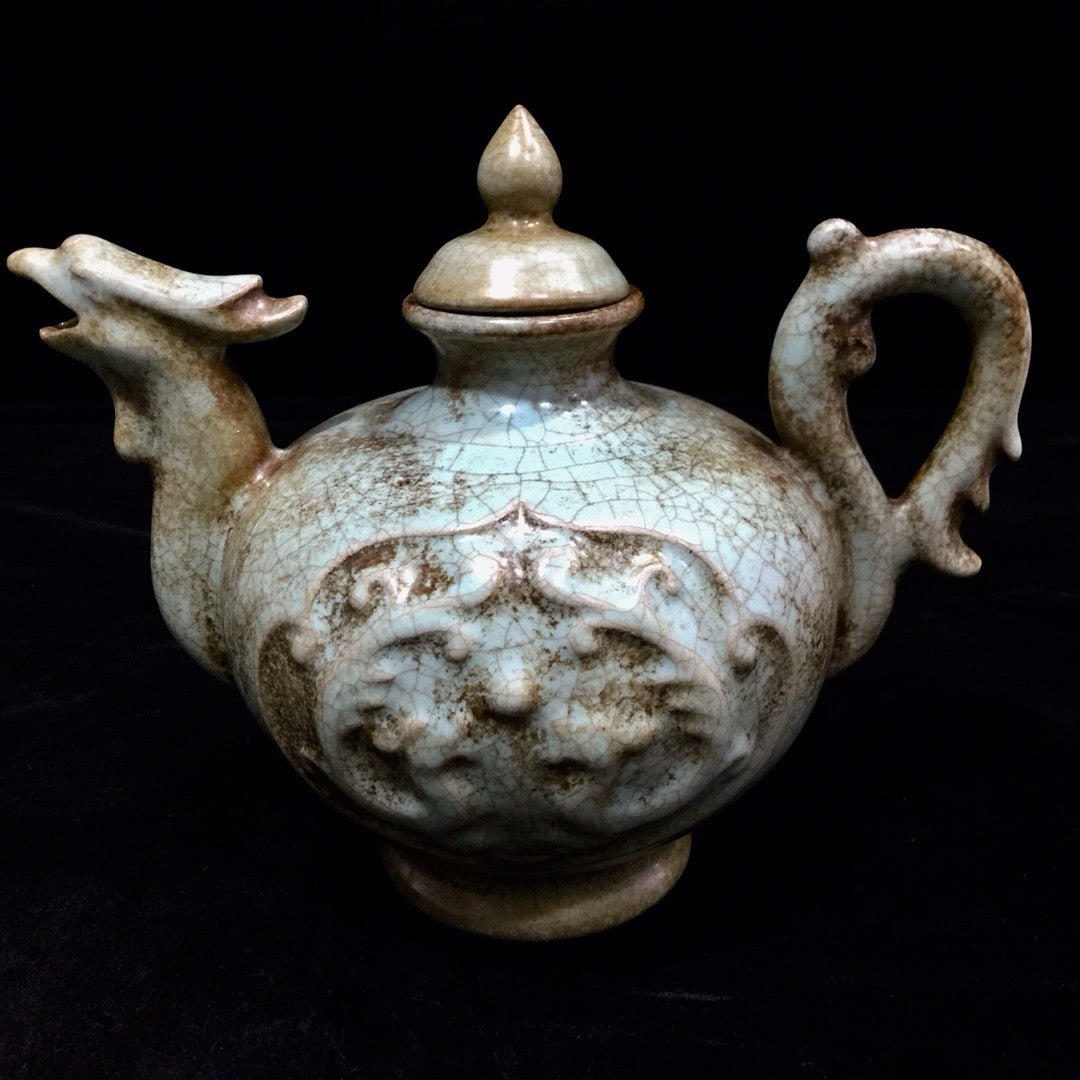 Chinese antique porcelain dragon and phoenix teapot