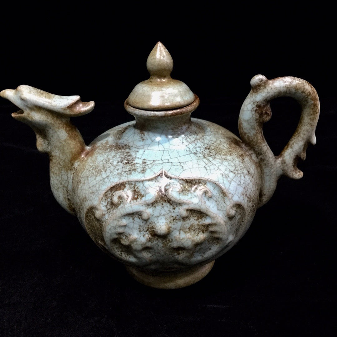 Chinese antique porcelain dragon and phoenix teapot