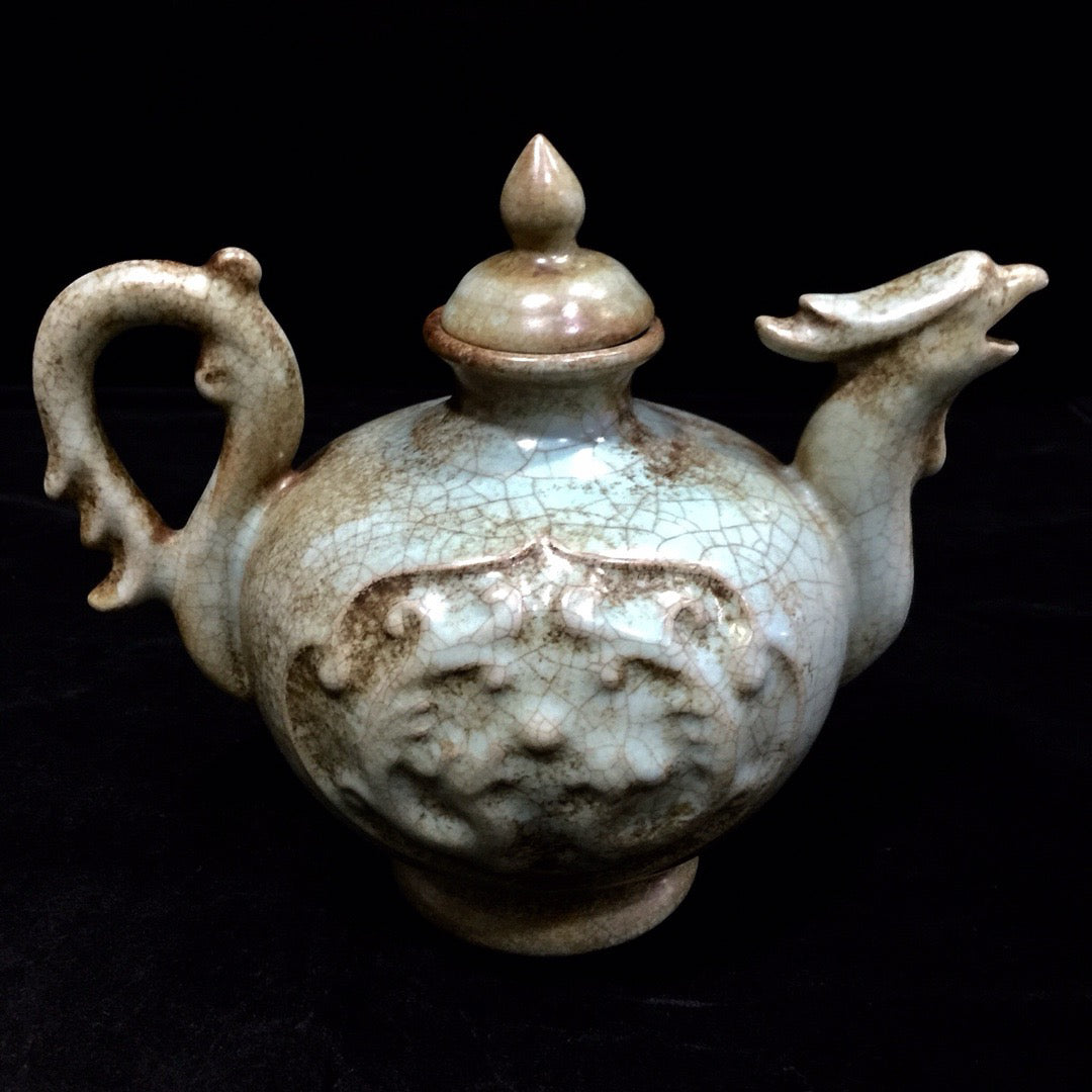 Chinese antique porcelain dragon and phoenix teapot