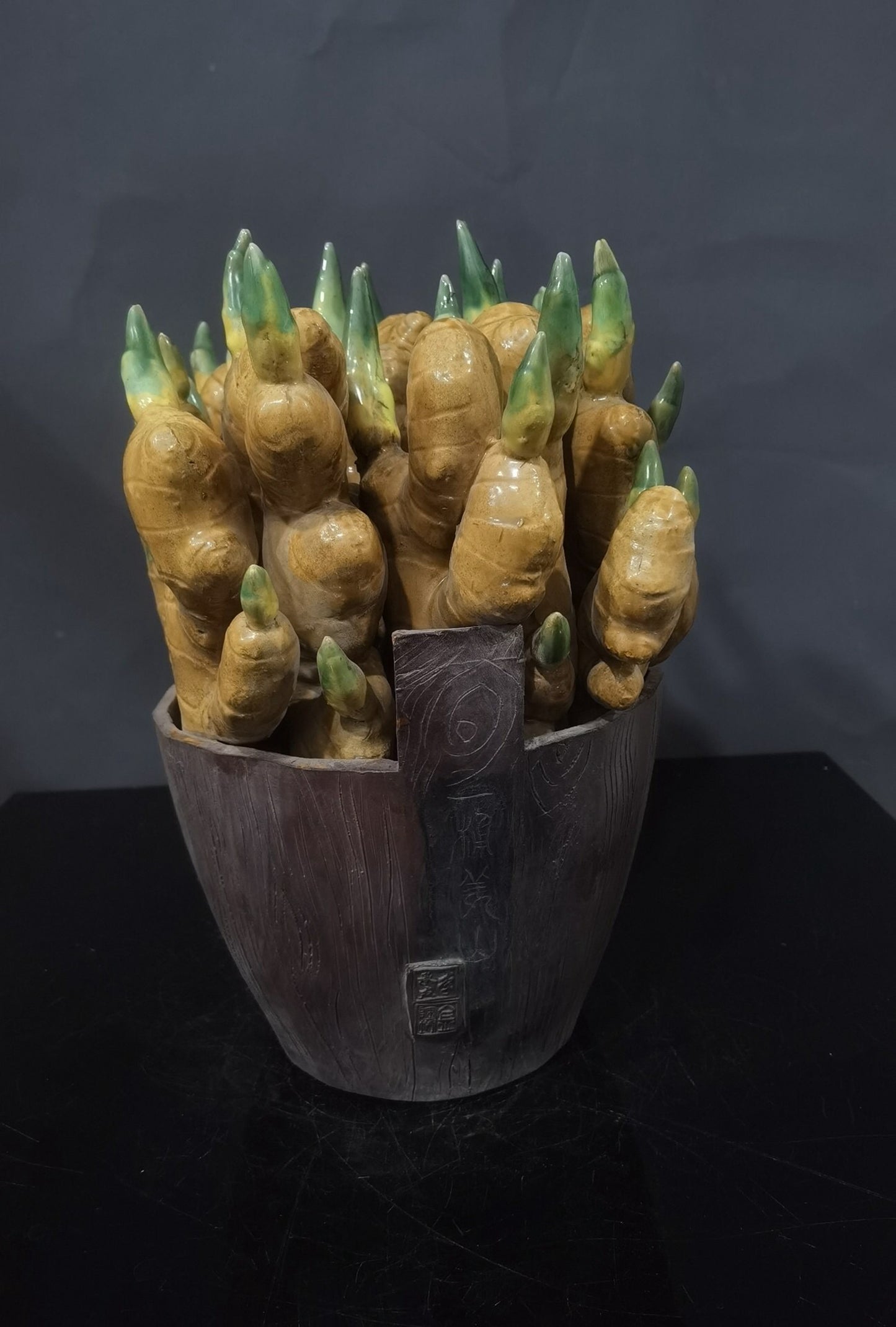 Chinese Antique Stone Bay Kiln with a Bucket of Ginger Mountain