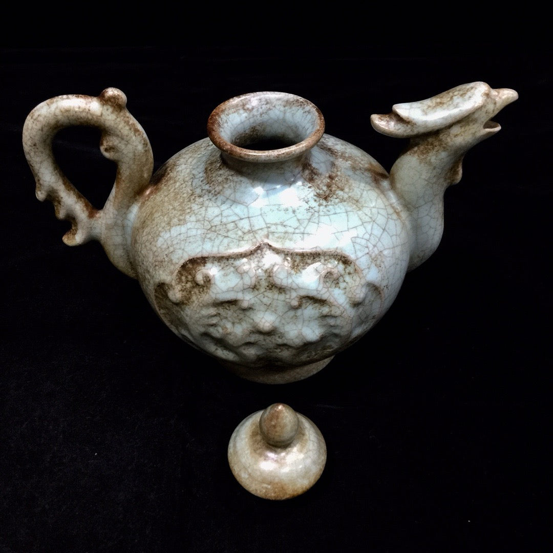 Chinese antique porcelain dragon and phoenix teapot