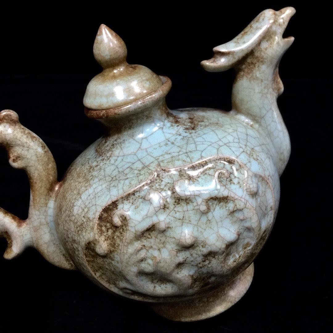 Chinese antique porcelain dragon and phoenix teapot