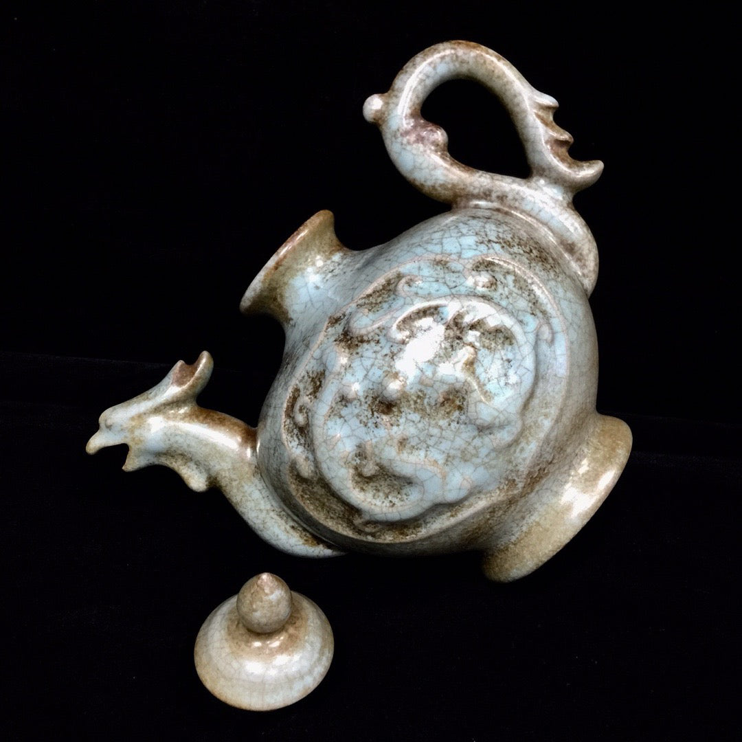 Chinese antique porcelain dragon and phoenix teapot