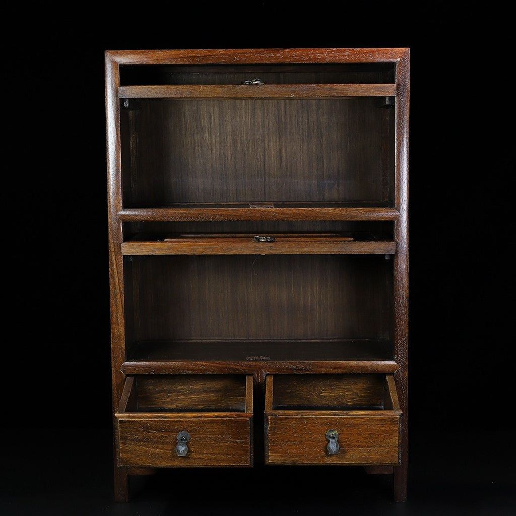 Huali wood carved painting cabinet with ghost face and hollow carving
