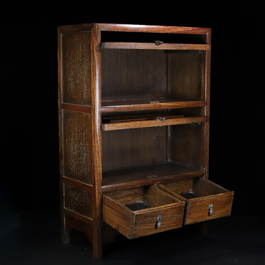 Huali wood carved painting cabinet with ghost face and hollow carving