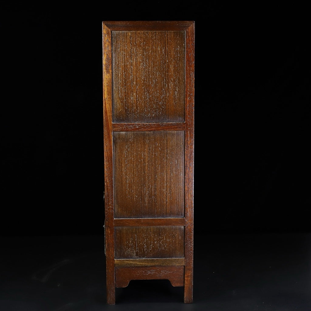 Huali wood carved painting cabinet with ghost face and hollow carving