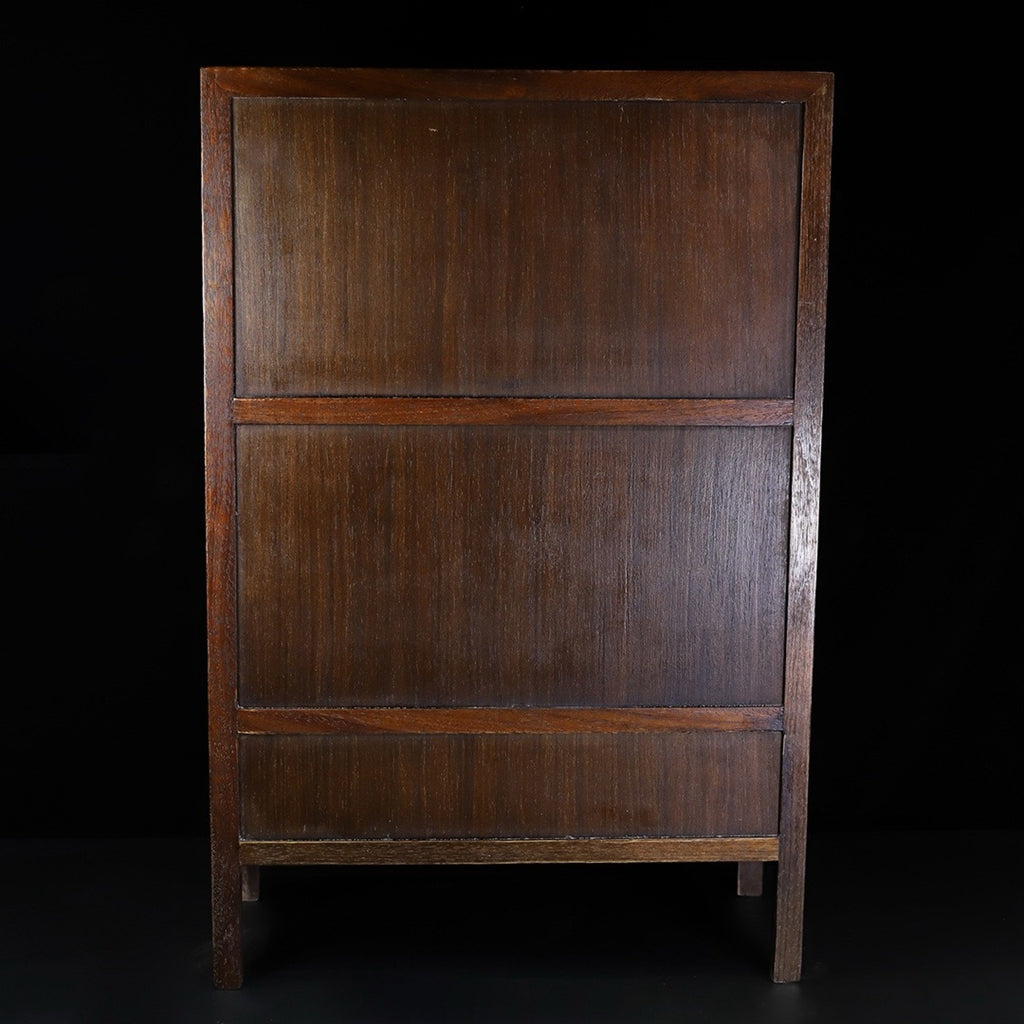 Huali wood carved painting cabinet with ghost face and hollow carving